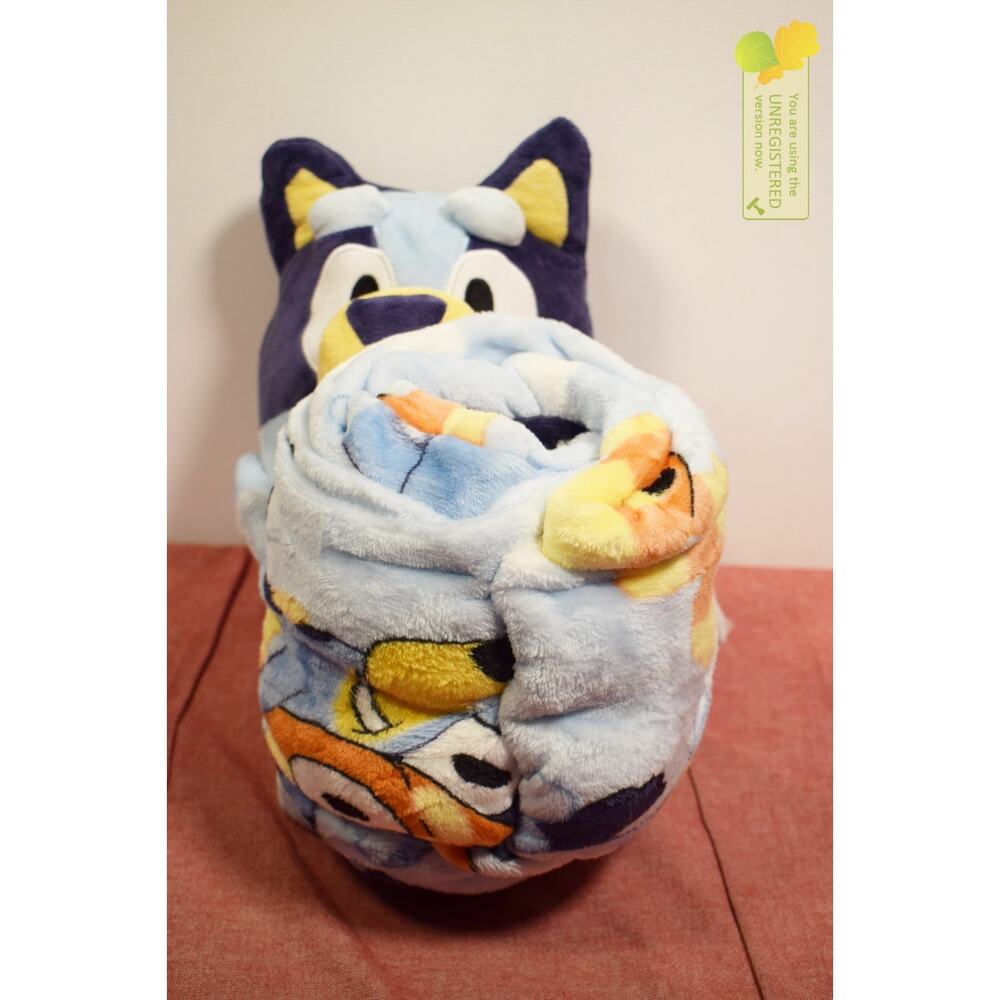 Bluey Pillow Plush and Throw Blanket Blue